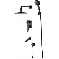 Смеситель встроенный для душа на 3 полож Lemark Bronx LM3722BL черный