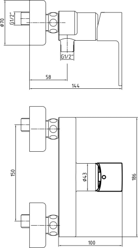 Смеситель для душа E.C.A Nita 102154026EX хром фото 2