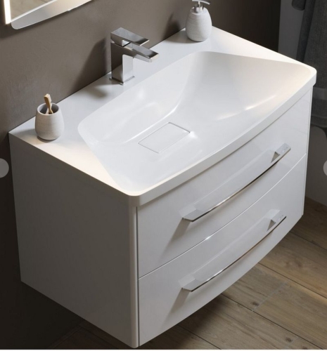 Тумба с умывальником Aqwella  NERINGA 80 подвесная белая фото 3