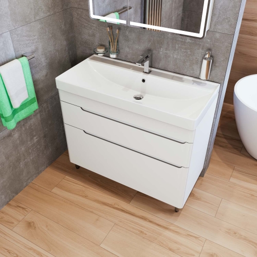 Тумба с раковиной Mirsant Flat 60, 80, 100 напольная фото 7