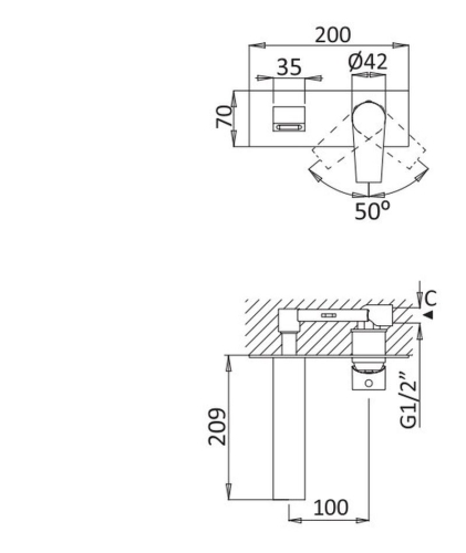 Смеситель для раковины встраиваемый CEZARES NAUTIC-BLI-NOP черный матовый фото 2