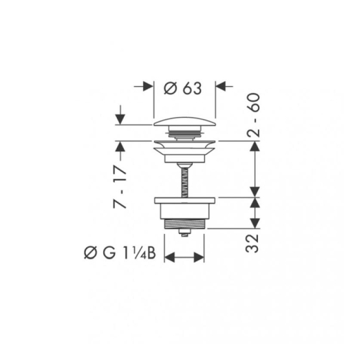 Донный клапан для раковины Hansgrohe Push-Open 50100000, хром фото 2