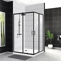 Душевой уголок Bel Bagno Uno-195-AH-2 100*80, 120*90, 120*100 прозрачное, Punto стекло, профиль черный