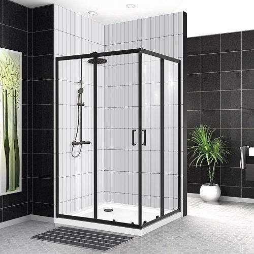 Душевой уголок Bel Bagno Uno-195-AH-2 100*80, 120*90, 120*100 прозрачное, Punto стекло, профиль черный