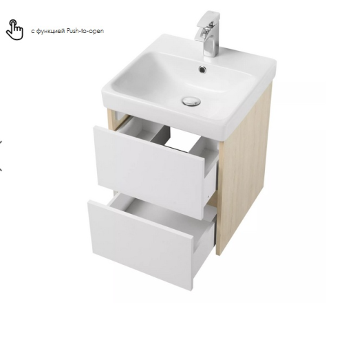 Тумба с раковиной Aquaton Сканди 45, 55, 70, 80, 90 Белый Глянцевый/Дуб Верона фото 3