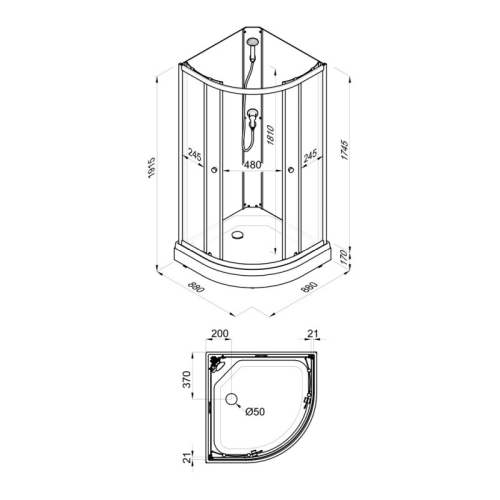 Душевая кабина Triton Нова 88*88 низкий поддон, без крыши фото 6