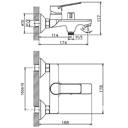 Смеситель для ванны Haiba HB60559 хром фото 2