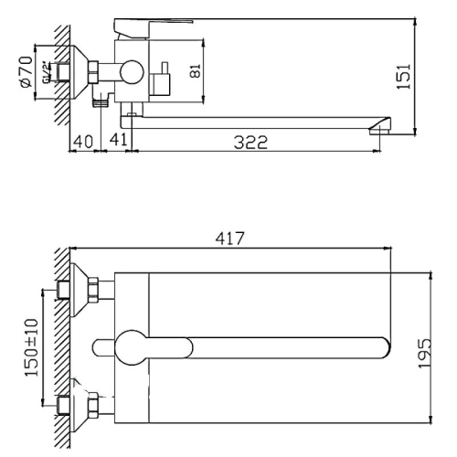 Смеситель для ванны Haiba HB22801 нержавеющая сталь фото 2
