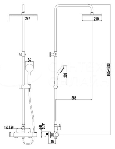 Душевая система Lemark LM7860C c термостатом хром фото 2