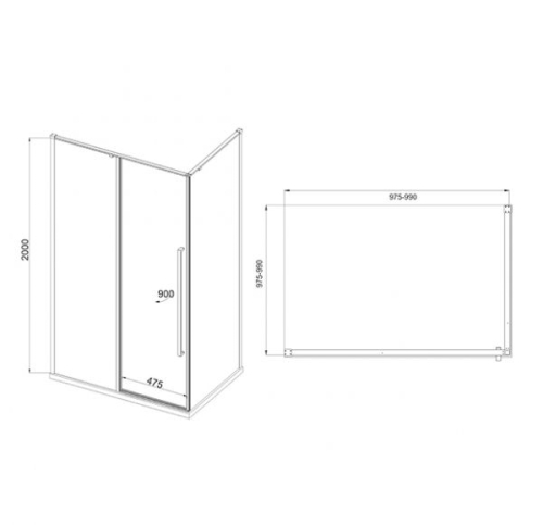 Душевое ограждение Mirsant Next/1 без поддона 90*90, 100*100 фото 2