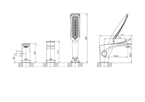 Смеситель на борт ванны 3 отв Lemark ALLEGRO LM5945CW хром-белый фото 3