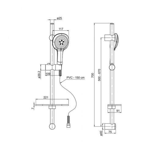 Душевой гарнитур Paini Novara 50CR124/P18 фото 3