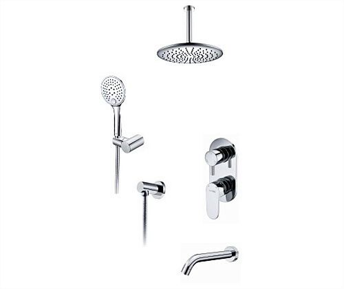 Встроенный смеситель для ванны на 3 положения Wasserkraft A175868 (душевой комплект) хром