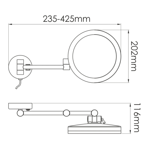 Зеркало с LED-подсветкой Wasserkraft K-1004BLACK, с 3-х кратным увеличением фото 6