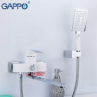 Смеситель для ванны Gappo Jacob G2207-7 белый/хром (с лейкой и шлангом)