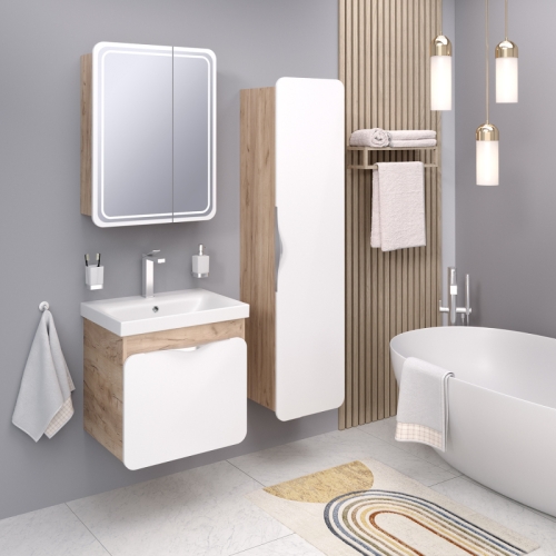 Тумба подвесная с раковиной Aqua de Marco Skandi 60, 80 дуб золотой Крафт фото 6