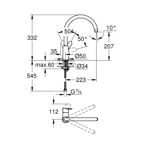Смеситель для кухни GROHE BauEdge, хром (31367001) фото 2