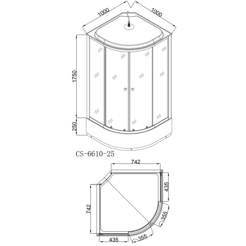 Душевая кабина Loranto CS-6610-25FW 100 100*100 средний поддон фото 3