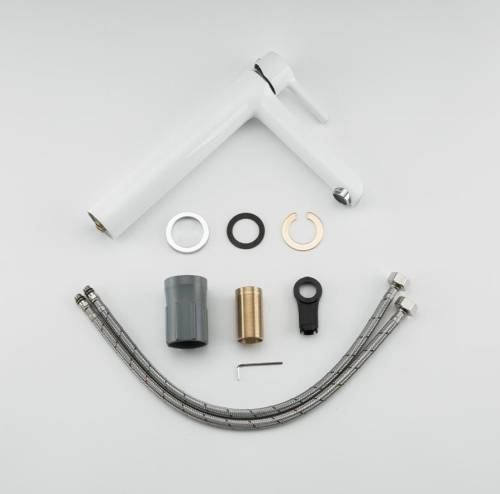 Смеситель высокий для раковины Gappo  G1003-18 белый/хром фото 3