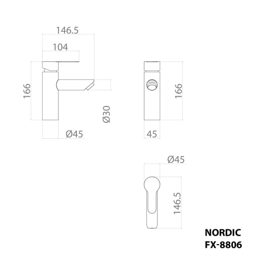 Смеситель для раковины Fixsen NORDIC FX-8806F графит фото 6 Смеситель для раковины Fixsen NORDIC FX-8806F графит фото 6