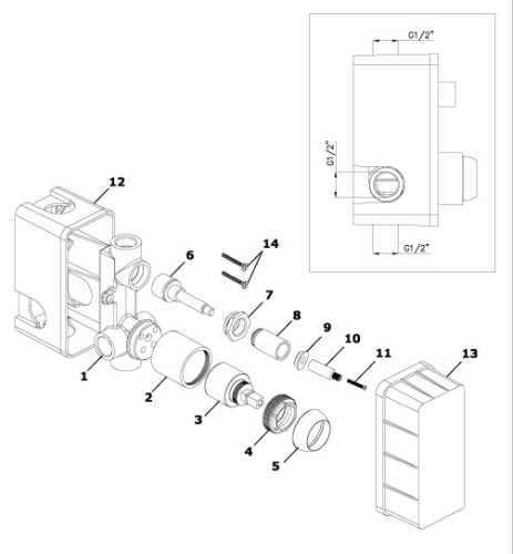 Встроенный смеситель для душа с 2-функциями Azario Tevis AZ-15490721 (набор) фото 7
