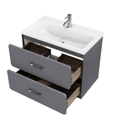 Тумба с раковиной Mirsant Viva 80, 100 подвесная, серая матовая фото 4