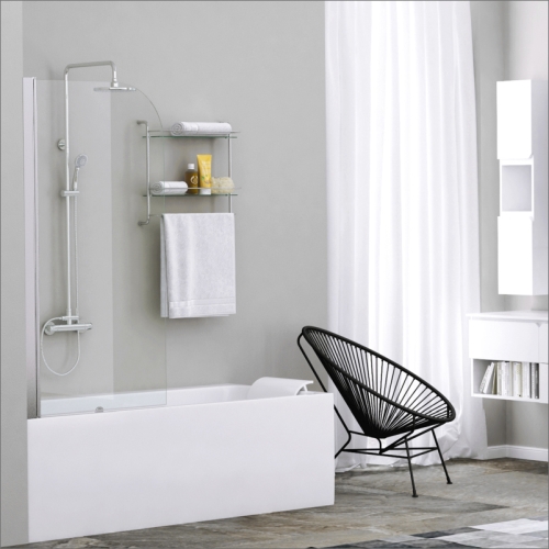 Шторка на ванну Wasserkraft Leine 35P 80 стекло прозрачное, профиль хром фото 2