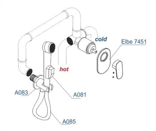 Смеситель с гигиеническим душем Wasserkraft Elbe A117451 встраиваемый чёрный фото 4