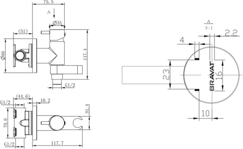 Смеситель с гигиеническим душем Bravat Eler хром фото 5