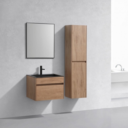Тумба с раковиной Vincea Chiara 60, 80, 100 N.Oak Натуральный Дуб, подвесная, раковина черная фото 7