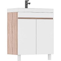 Тумба с раковиной Volna Conty 70 напольная, 2 двери, белый/дуб сонома