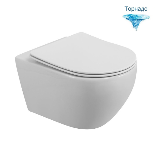 Унитаз подвесной Cezares STREAM-TOR слив торнадо белый CZR-2426-TH-TOR/SC