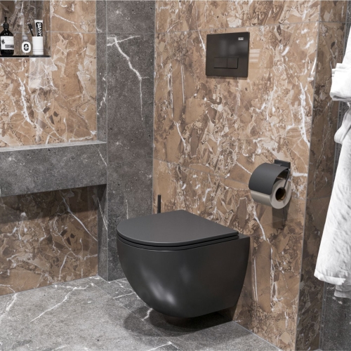 Унитаз подвесной безободковый SOLE PANDORA 2 Black черный матовый фото 6