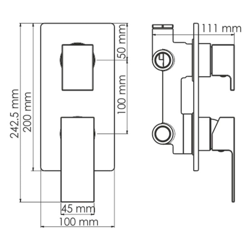 Встроенный смеситель для ванны на 3 положения Wasserkraft Abens 2071 черный Soft-touch фото 4
