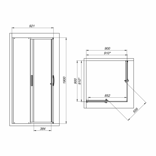 Душевое ограждение Mirsant Neo Quadro без поддона 90*90, 100*100 фото 5