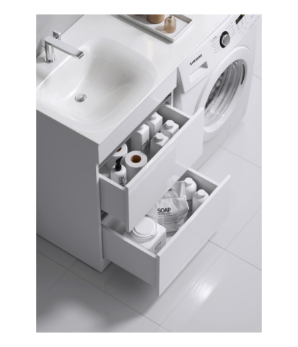 Тумба с раковиной над стиральной машиной Aqwella Forma 115 белая фото 5