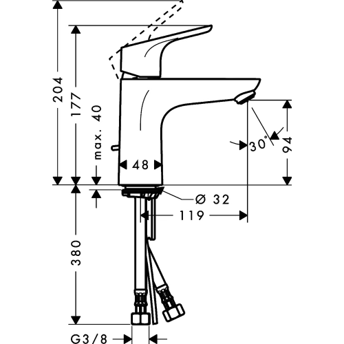 Смеситель для раковины Hansgrohe Focus E2 31517000, хром фото 2
