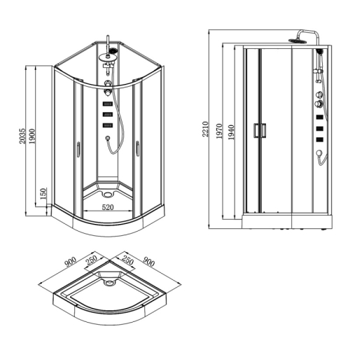 Душевая кабина без крыши Loranto Neo CS-21811 90*90 фото 2