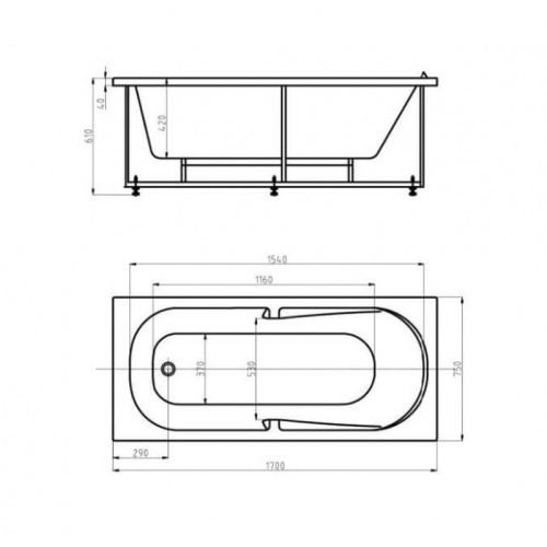 Ванна Aquatek Лея 170*75, каркас фото 2