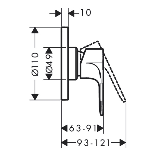 Встраиваемый смеситель для душа Hansgrohe Rebris S черный 72648670 фото 2