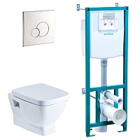 Комплект ПЭК Santek Нео инсталляция + подвесной унитаз с сидением м/л + кнопка белая или хром