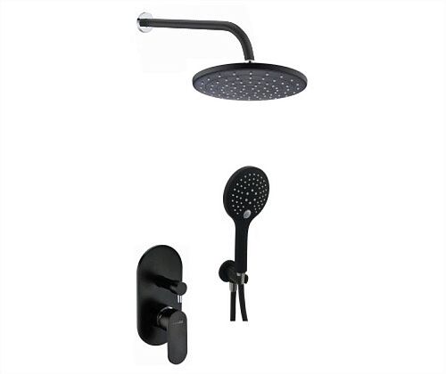 Встроенный смеситель для ванны на 2 положения Wasserkraft A16777 (душевой комплект) черный Soft-touch