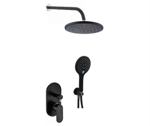 Встроенный смеситель для ванны на 2 положения Wasserkraft A16777 (душевой комплект) черный Soft-touch